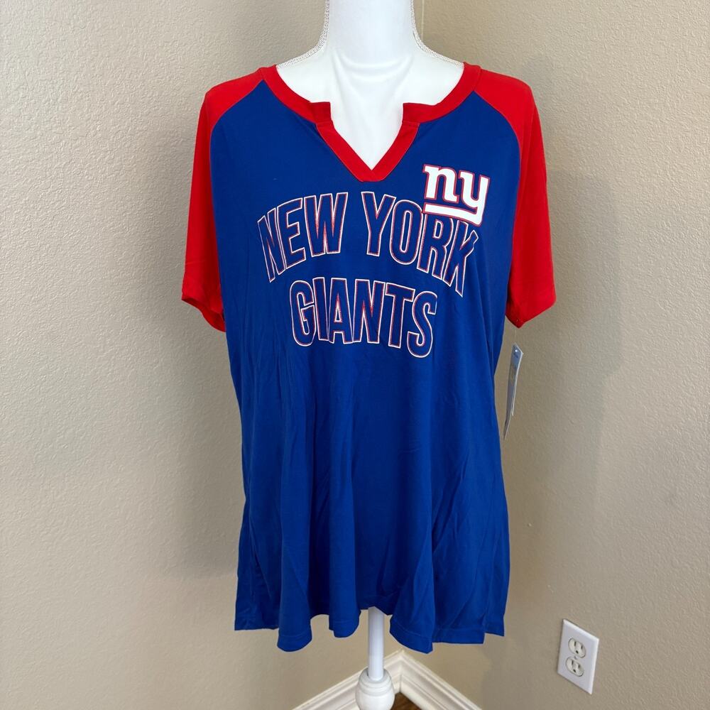 NFL Team Apparel New York Giants Women Football Shirt Size XXL Top V-Neck NWT